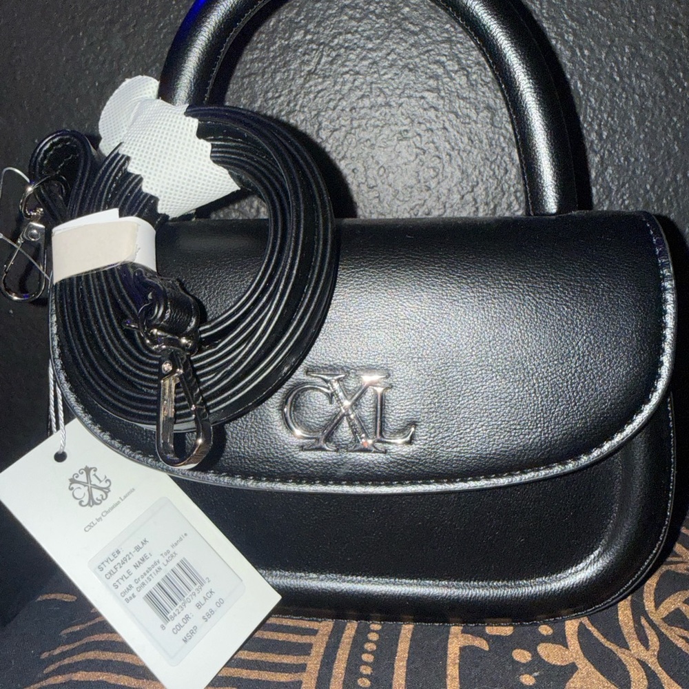 CXL Christian Lacroix CHAR Crossbody Top Handle Bag Black NWT